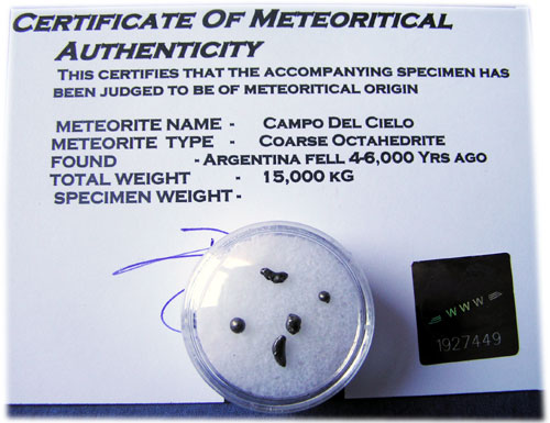 Campo Del Cielo Iron Meteorite Very Tiny Fragment Set - Total weight 1.5 - 2 grams
