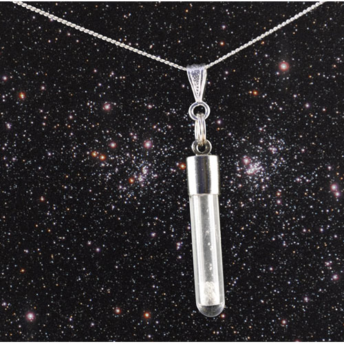 Moon Dust Test-Tube Pendant on 18 Inch Chain. Boxed. Genuine Lunar Dust with Certificate