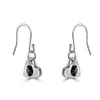 Silver Heart Earrings with Iron Meteorite Fragments. Boxed with Certificate