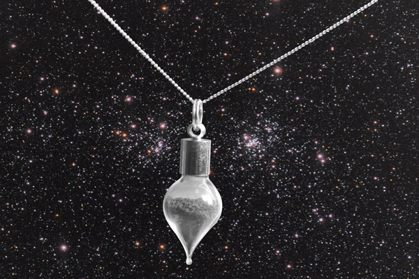 Meteorite Stardust Teardrop Pendant on 18 Inch Chain. Boxed with Certificate
