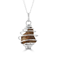 Stony Meteorite Fragment in Silver Plated Cage Pendant, 18 Inch Sterling Silver Chain. Boxed with Certificate